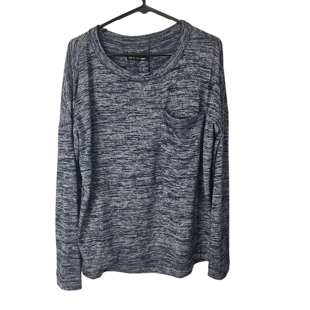 Rag & Bone Blue Gray Heathered Long Sleeve Top M Womens Minimalist Pullover